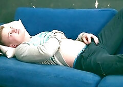 Light-haired teen Jacob O strokes his big cock like a pro