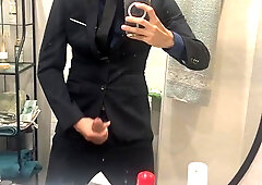 Jacking off with suit on