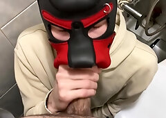Young Guy Sucks Big Dick In Public Toilet And Gets Cumshot