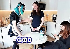 Sinless Maid gets a LARGE SURPRISE by LEWD SHEMALE boss when TRICKED into UNFATHOMABLE MOUTH ORAL-JOB (TS Emily Stone and Basedtransgirl)