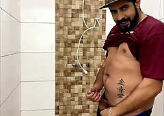 Stroked, big cumshots, a big cock man