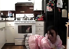 Cici: Saggy Diaper Maid Scrubbing Floor