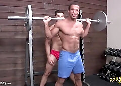 Hot Dudes Tanner And Chad Showing Their Bubbly Huge Cock While Working Out