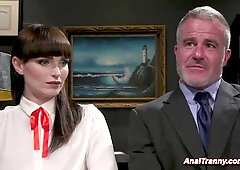 T-Girl student bound and ass fucking nailed by the headmaster