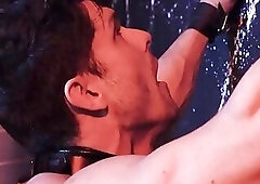 Davin Strong in collar enjoys BDSM