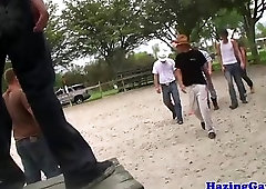 Hazed straighty sucks at fraternity pledging