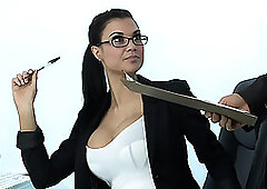 Sexy Milf Jasmine Jae plays the office bitch addicted to hard shaft