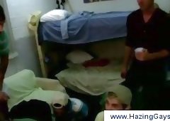 Boy sucks multiple sticks during hazing