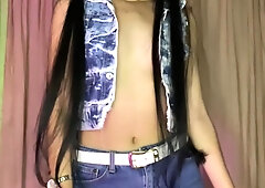 Juicy latina teen teases and excites in homemade solo show