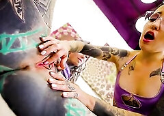Inked Gal Gets Hard Anal, ATM in Three-some