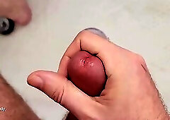 Close up of my peehole spurting piss and cum like a guyser