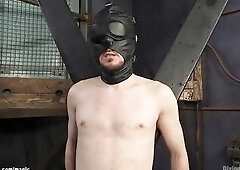 Tall blond mother I'd like to fuck femdom Maitresse Madeline Marlowe in ebony latex and nylons ties up and canes gimp Serf Fluffy then tapes and 