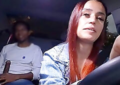 Naughty rideshare driver spying my huge dick then riding it hard from behind passionately
