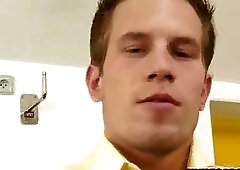 Horny twink stud sucks cock for a job