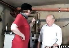 Youthful golden-haired teen gives oral sex to cheater grandpapa when grandma appears. There's no thing to do. Granny joins. This Babe sucks grand