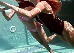 Sexiest honeys Olla Oglaebina and Stefanie Moon undresses every other in the swimming pool and have pleasure underwater! XXXWATER.NET