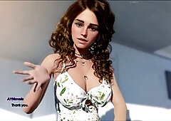 Busty brunette in a hot visual novel experience