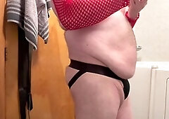 Anal masturbation, boy peeing, big belly bear