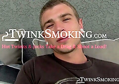 Chainsmoker Alex Greene jerked and shot a hot load after burning a half pack of cigar