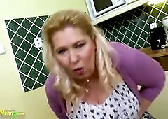 OldNannY Busty Mature Masturbation In The Kitchen