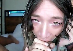 Slim Inked TGirl BJ and Painal With BBC