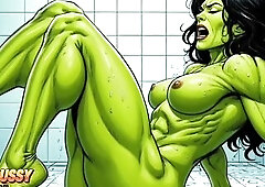 Excited 45-Year-Old Mom in the Shower.