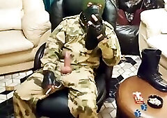 Pupdark In Camo Jacking Off, Smoking, and Sniffing His Boots