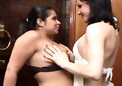 Nervous babe gets seduced into steamy hookup by a sexy transgender girl