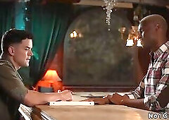 Dude anal fucks black man in restaurant