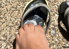 Neighbour Fucking Ejaculated Into My Flip Flops! - Cum Foot Fetish
