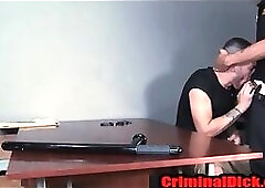 Tatted Latin Thug sucking cock just like he did in prison