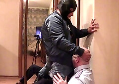 Oral pleasure, skinhead, face slapping