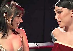 Tgirl mistress Kasey Kei whips small boobs teen Aria Valencia