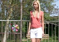 Jealous blonde punishes slut with spank and cock suck