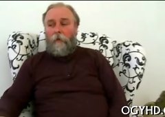 Crazy old guy licks  pussy