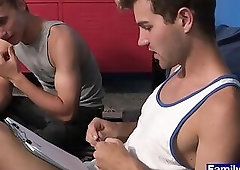 Stepdaddy walks in and catches horny twinks in the act