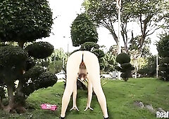 Her dream about exercising and meditating being fully bare in public