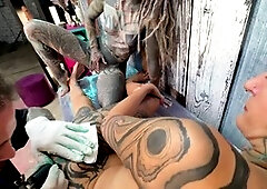 Alternative, anal big dildo, tattoo shop