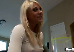 Sexy blonde gets nipples twisted