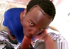 Black gang member sucks white dick for money