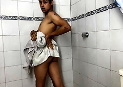 Filling My Big Penis With Foam While Taking A Shower