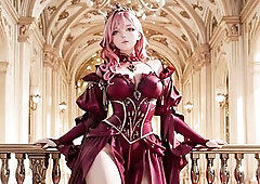 When a unfathomable crimson court gown meets the breathtaking silhouette of the pink-haired queen, this coronation is everything but usual. Each inch 