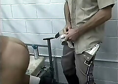Randy cop getting fucked and creamed in hot fourway in the prison