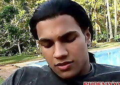 Sexy buff gay dudes crazy hot poolside anal pounding