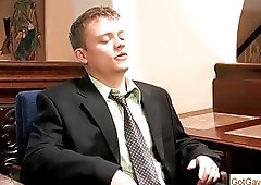 Gay boss has his worker suck his dick