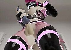 Protogen masturbates during the time that being watched hiding underneath the desk