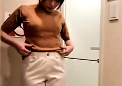 Solo brunette masturbation and striptease