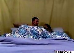 Trans hottie gets facial