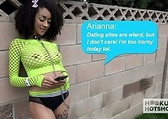 Juggy black chick Ariana hooks up with one white dude with huge dick