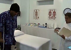 White doctor seduces her black patient with high heels on during steamy medical exam